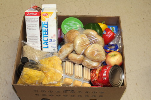 A typical food hamper from a NYH food bank