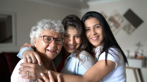 Three generation women's family at home