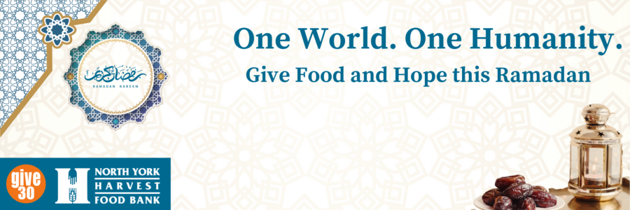 A textured background with the words One World. One Humanity. Give Food and Hope this Ramadan among celebratory items.
