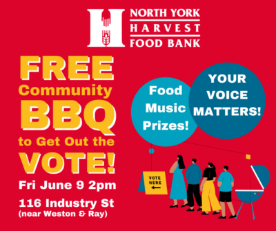 North York Harvest Community BBQ invitation on June 9 at 2pm
