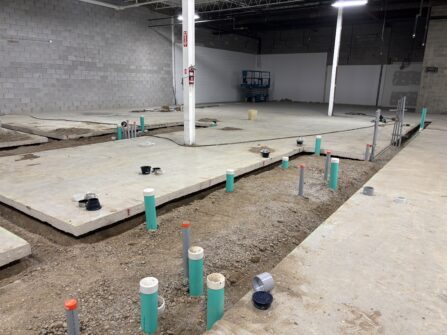 A warehouse under construction. This will be the new site of North York Harvest Food Bank's Community Food Hub in Toronto.